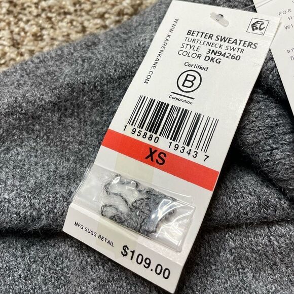 NWT KAREN KANE Turtleneck Sweater Gray Size XS - Picture 7 of 7